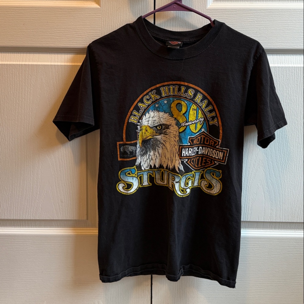 Harley Davidson Black Graphic T-Shirt with Eagle Design Sturgis